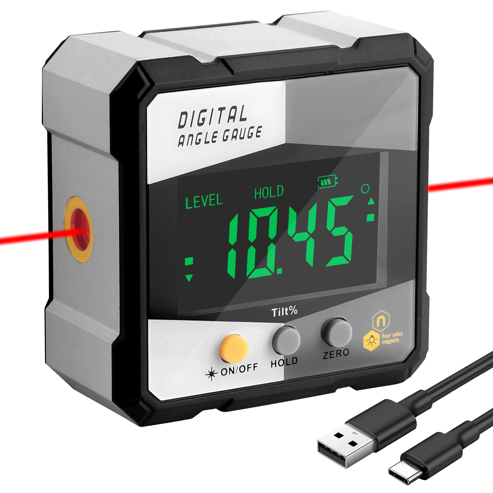Laser Digital Protractor Inclinometer Laser Level Ruler USB Chargable Inclinometer Magnetic Base Goniometer Magnet Tilt Tools
Laser Digital Protractor Inclinometer Laser Level Ruler USB Chargable Inclinometer Magnetic Base Goniometer Magnet Tilt Tools