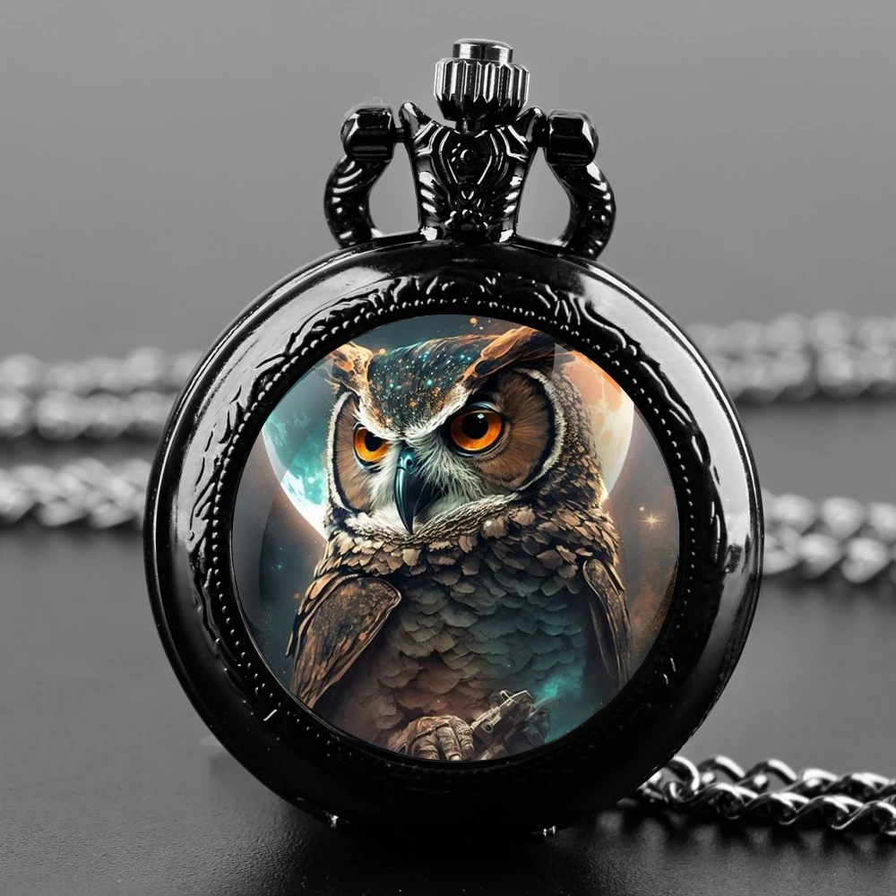 Vintage Serious Owl Themed Glass Dome Black Quartz Pocket Watch Classic Arabic Numeral Dial with Durable Chain for Men Gifts
Vintage Serious Owl Themed Glass Dome Black Quartz Pocket Watch Classic Arabic Numeral Dial with Durable Chain for Men Gifts
