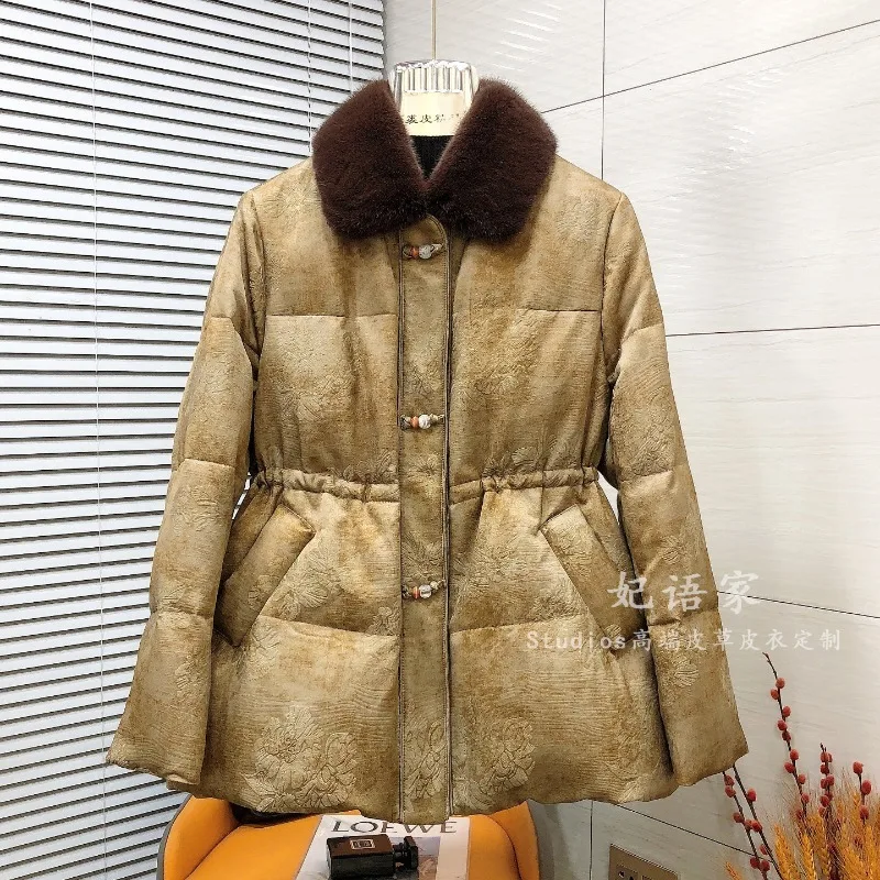 AYUNSUE Goose Down Jacket Woman Winter Mink Fur Collar Outerwears Mid-length Cinched Waist Warm Coats Woman Clothes Ropa Mujer
AYUNSUE Goose Down Jacket Woman Winter Mink Fur Collar Outerwears Mid-length Cinched Waist Warm Coats Woman Clothes Ropa Mujer