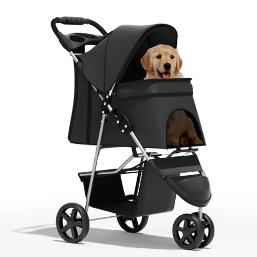 Cat Dog Stroller for Medium/Puppy Dogs up to 30 Lbs and 1 Cat, 3-Wheels Foldable Pet Stroller in Black with Breathable Mesh, St
Cat Dog Stroller for Medium/Puppy Dogs up to 30 Lbs and 1 Cat, 3-Wheels Foldable Pet Stroller in Black with Breathable Mesh, St