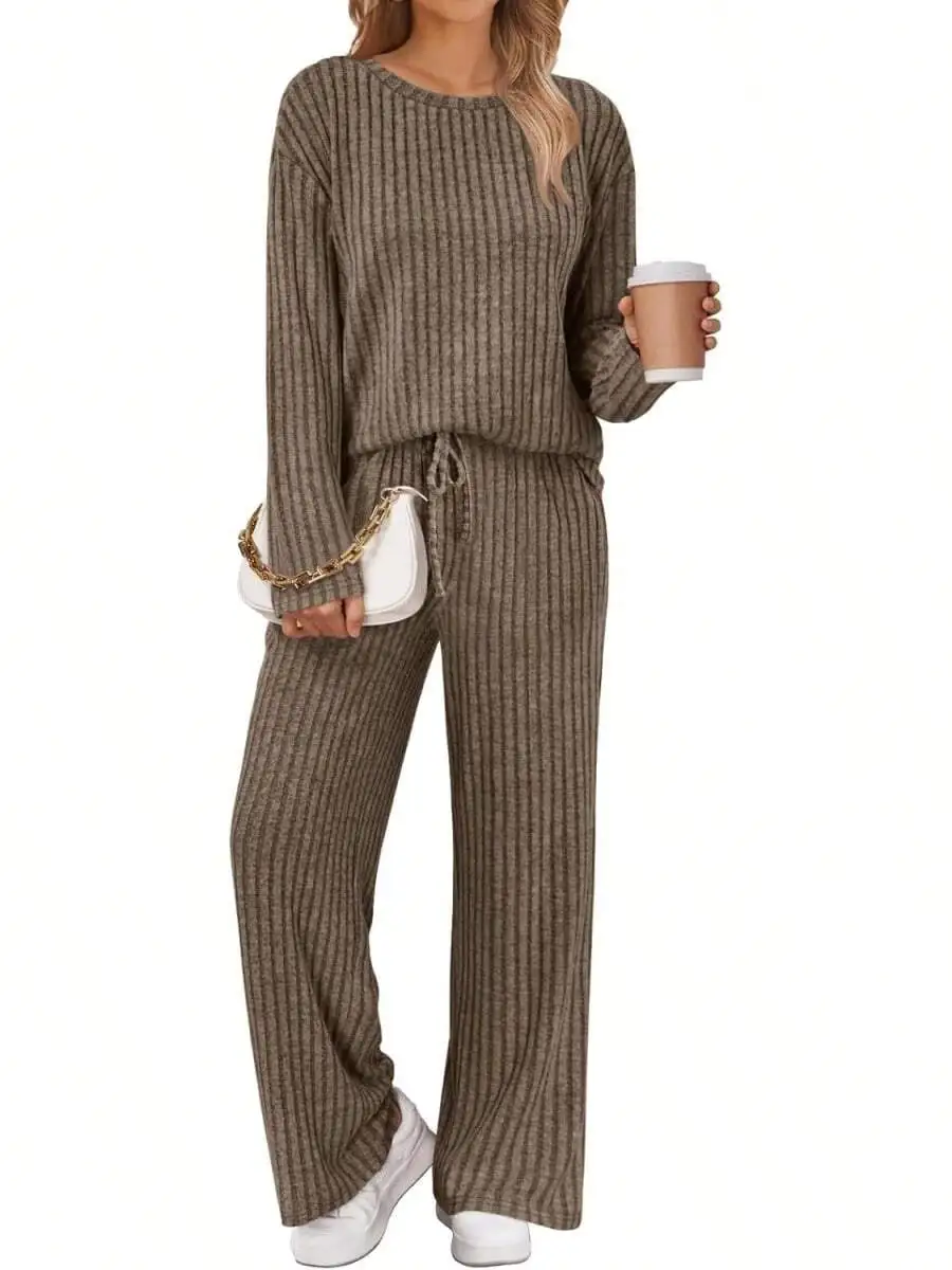 Womens Ribbed Knit Lounge Set Long Sleeve Casual Two Piece Pajama Set
Womens Ribbed Knit Lounge Set Long Sleeve Casual Two Piece Pajama Set