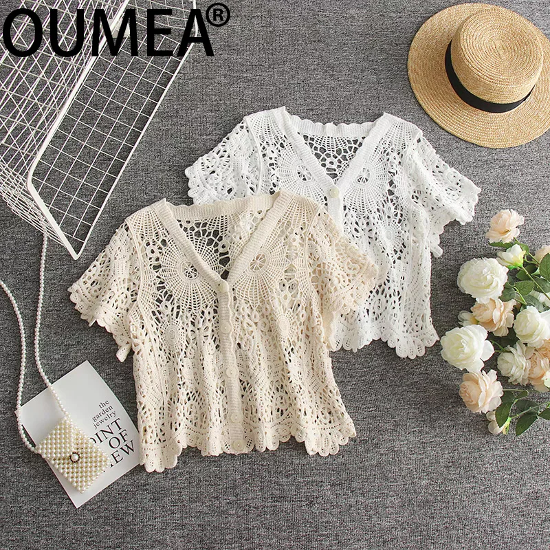 OUMEA Women Cotton Crochet Cardigans Summer Short Sleeve Casual Knitting Blouse Buttons Front Beach Style Vintage Crochet Tops
OUMEA Women Cotton Crochet Cardigans Summer Short Sleeve Casual Knitting Blouse Buttons Front Beach Style Vintage Crochet Tops