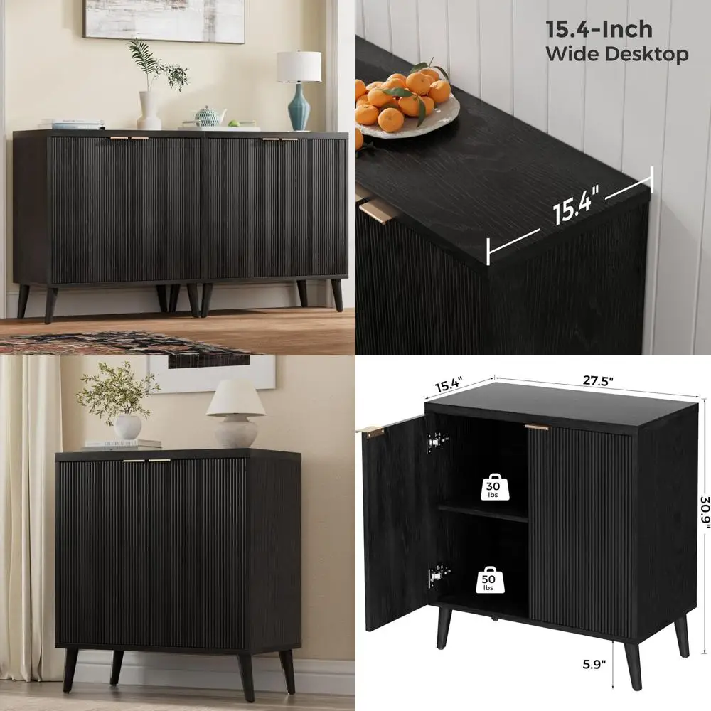 Шкаф-буфет с местом для хранения вещей, современный буфет с рифленым акцентом и дверцами и регулируемыми полками, шкафы для прихожей для фуршетного стола
Шкаф-буфет с местом для хранения вещей, современный буфет с рифленым акцентом и дверцами и регулируемыми полками, шкафы для прихожей для фуршетного стола