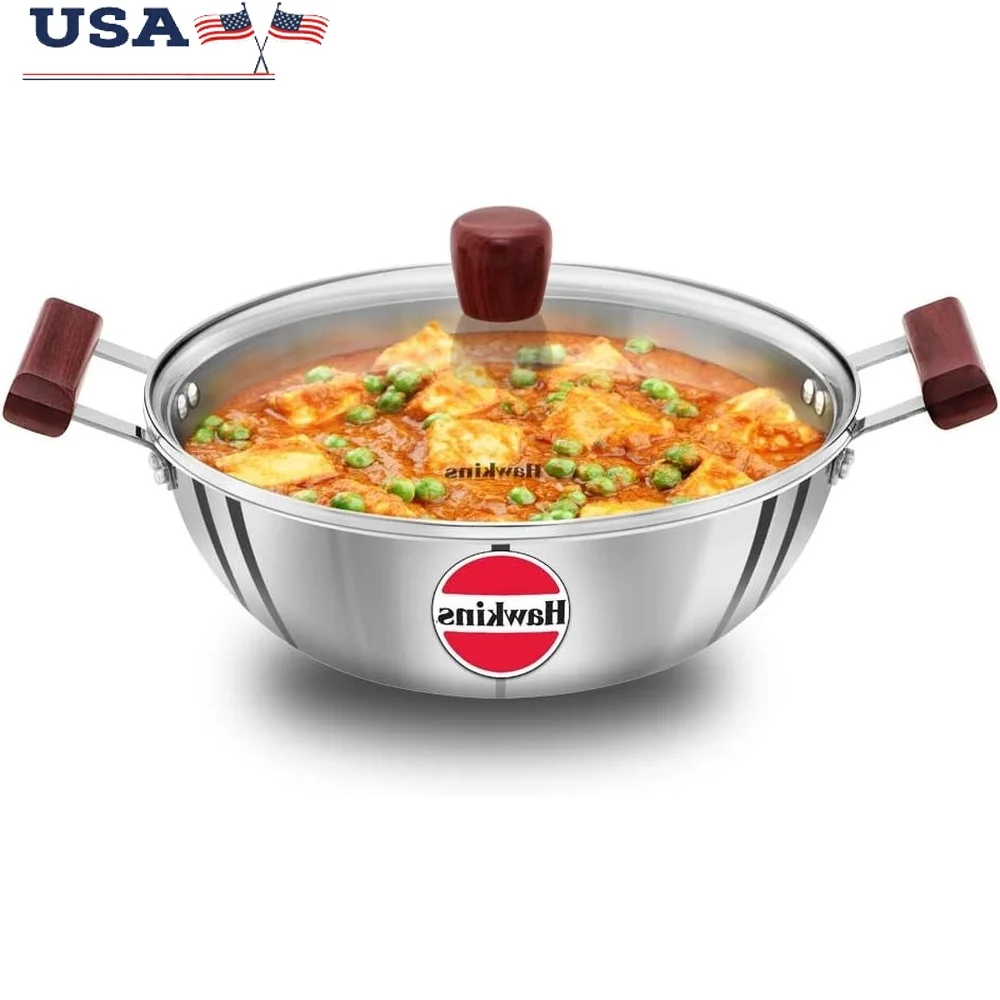 Tri-Ply Stainless Steel Deep Fry Pan Induction Compatible with Glass Lid 4L Ezee-Pour Design Safe Stir-Frying
Tri-Ply Stainless Steel Deep Fry Pan Induction Compatible with Glass Lid 4L Ezee-Pour Design Safe Stir-Frying