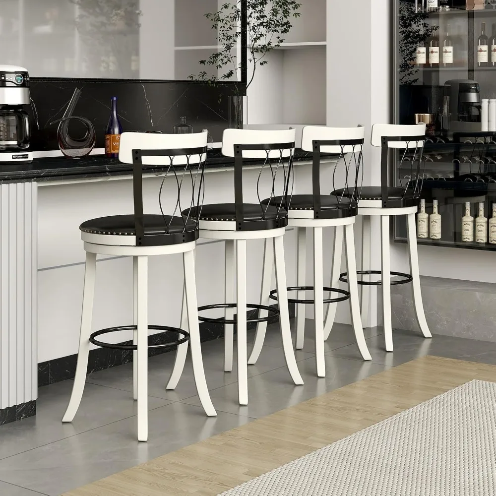 Bar Stools Set of 4, 30‘’ Seat Height Swivel Barstools with Ergonomic Backrest, Soft Cushion & Footrest, Rubber Wood Bar
Bar Stools Set of 4, 30‘’ Seat Height Swivel Barstools with Ergonomic Backrest, Soft Cushion & Footrest, Rubber Wood Bar