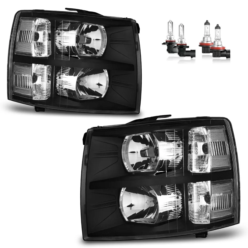 Пара фар для Chevrolet Silverado 1500 2500HD 2007-2013 годов выпуска, прозрачные, с лампочками
Пара фар для Chevrolet Silverado 1500 2500HD 2007-2013 годов выпуска, прозрачные, с лампочками