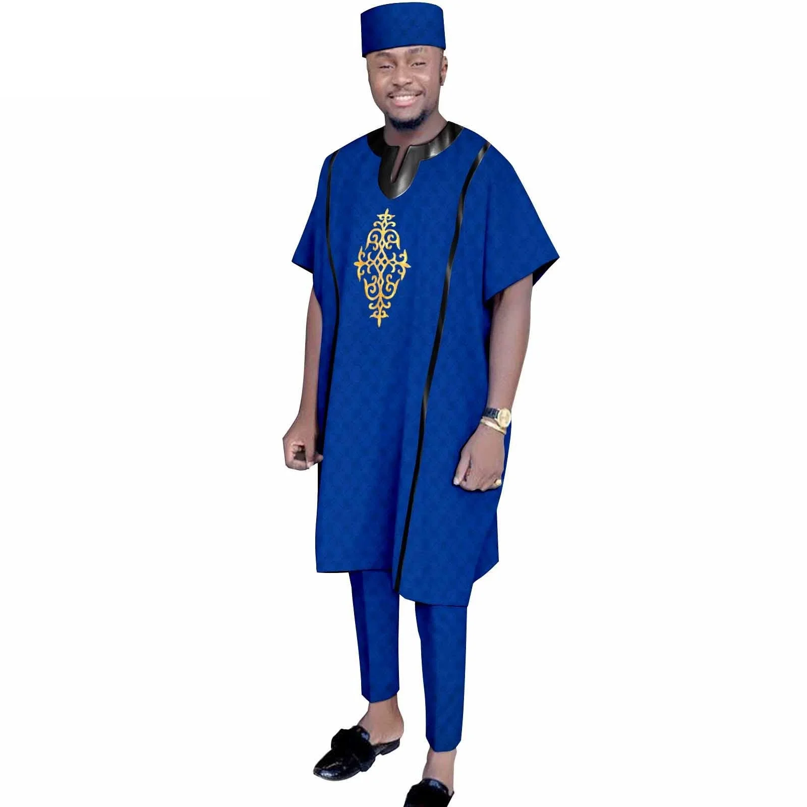 New African Men`s Suits Agbada Robe Dashiki Shirts Pants and Hat 3 Piece Set Tribal Outfits African Clothes for Wedding Evening
New African Men`s Suits Agbada Robe Dashiki Shirts Pants and Hat 3 Piece Set Tribal Outfits African Clothes for Wedding Evening