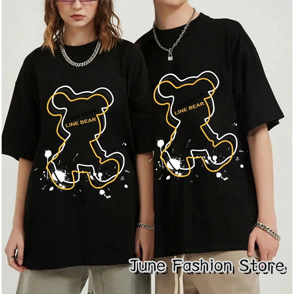 Summer Women Men Fashion Cotton T-Shirt Line Bear Graphic Clothing Couple Lovers Harajuku Tops Tees Valentine Casual Streetwear
Summer Women Men Fashion Cotton T-Shirt Line Bear Graphic Clothing Couple Lovers Harajuku Tops Tees Valentine Casual Streetwear