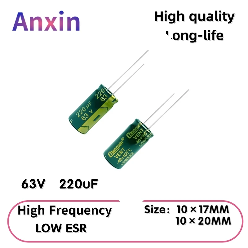 20PCS 63V220uF Aluminum Capacitor, High Frequency Low ESR 105°C Radial for Power Supply Long-life 10×17MM 10×20MM
20PCS 63V220uF Aluminum Capacitor, High Frequency Low ESR 105°C Radial for Power Supply Long-life 10×17MM 10×20MM