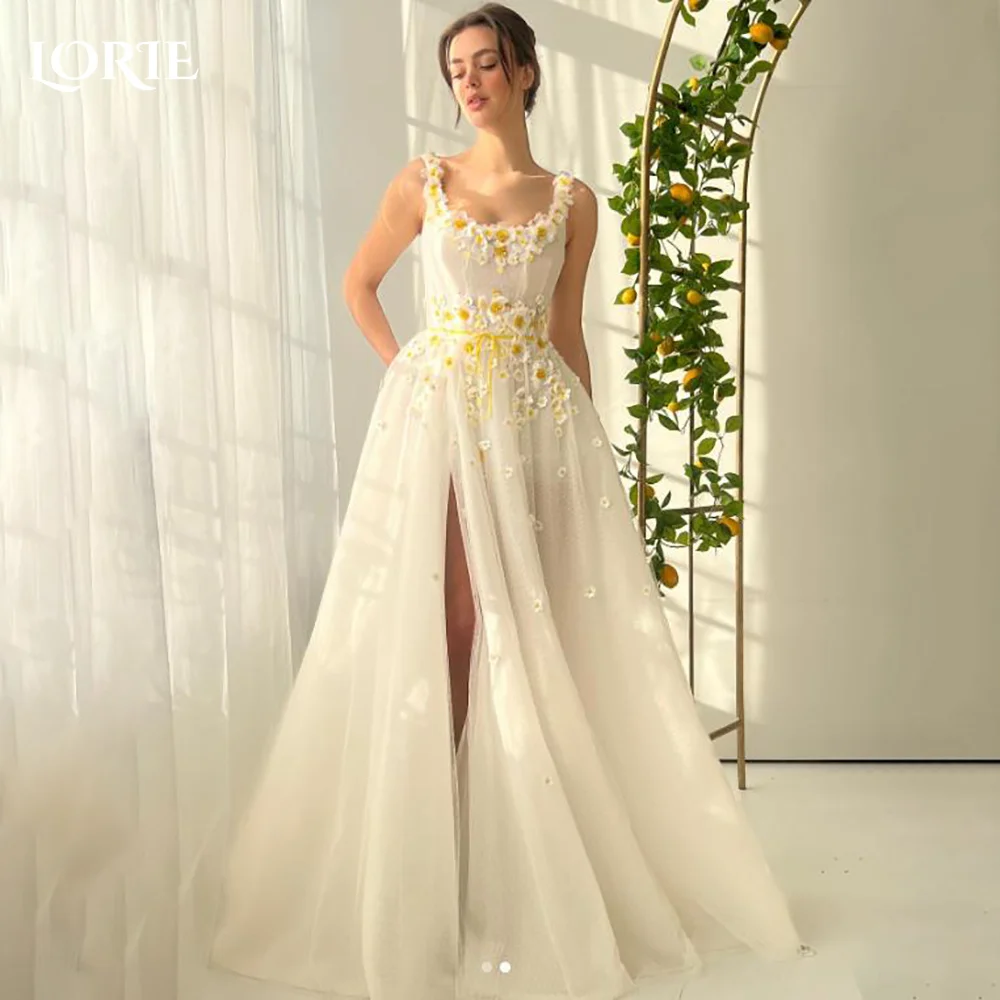 LORIE 3D Flowers Wedding Dresses Slit Square Neck Party Gown Appliques Princess Wedding Guest Dress vestidos de novia Customized
LORIE 3D Flowers Wedding Dresses Slit Square Neck Party Gown Appliques Princess Wedding Guest Dress vestidos de novia Customized