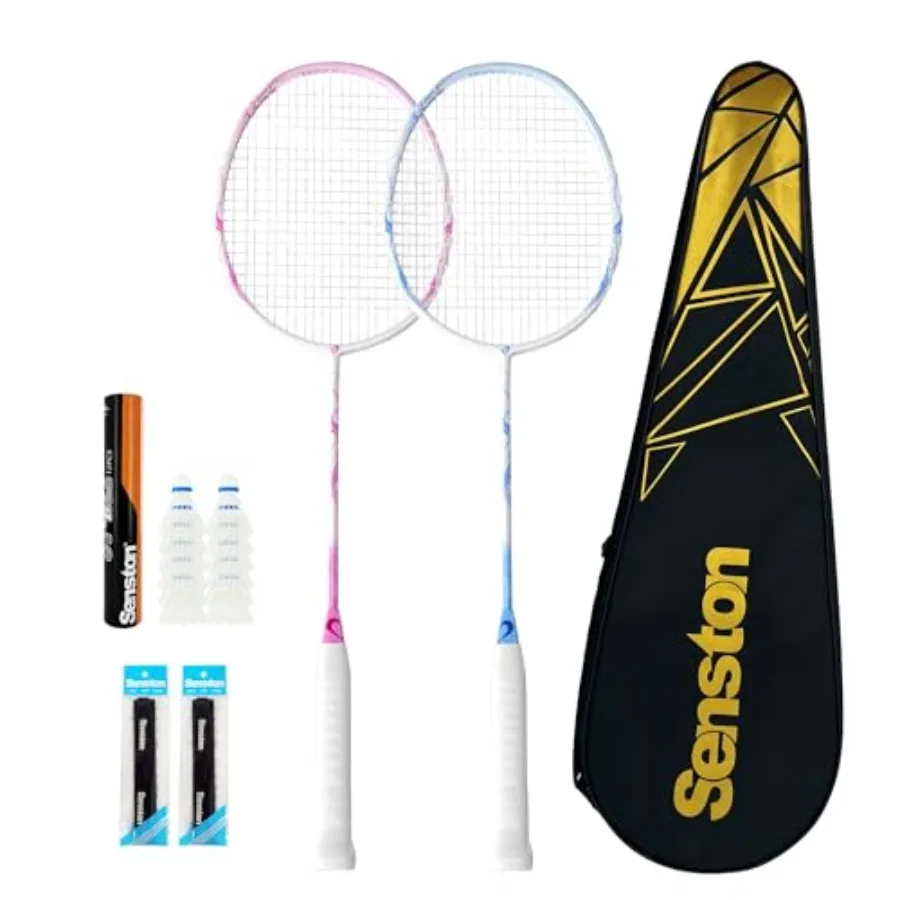 5U Carbon Fiber Badminton Racket Set for Backyards, 2 Players Badminton Set Includes 12 Shuttlecocks, 2 Overgrips and Portable
5U Carbon Fiber Badminton Racket Set for Backyards, 2 Players Badminton Set Includes 12 Shuttlecocks, 2 Overgrips and Portable