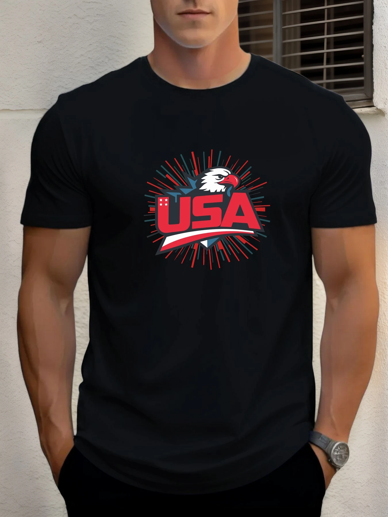 Men's cotton T-shirt, summer round neck short sleeves, bald eagle USA printed breathable street clothing fashion cool T-shirt
Men's cotton T-shirt, summer round neck short sleeves, bald eagle USA printed breathable street clothing fashion cool T-shirt