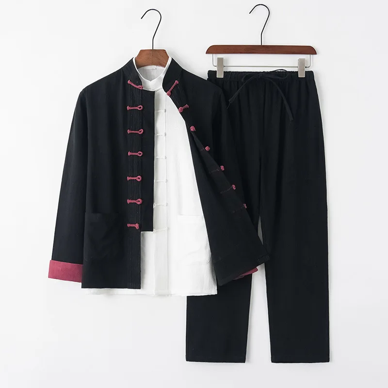 Chinese-style Men Cotton Linen Tang Suit Long-sleeved Trousers Three-piece Suit Linen Hanfu Retro Meditation Buddhist Clothing
Chinese-style Men Cotton Linen Tang Suit Long-sleeved Trousers Three-piece Suit Linen Hanfu Retro Meditation Buddhist Clothing