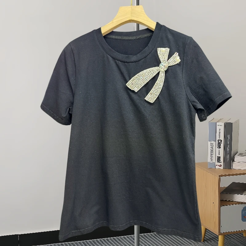 2025,New,Summer,European,Clothes,Loose,T-Shirt,Chic,Sexy,O-Neck,Three-dimensional,Women,Tops,Short Sleeve,Black,White,Tees,55025
2025,New,Summer,European,Clothes,Loose,T-Shirt,Chic,Sexy,O-Neck,Three-dimensional,Women,Tops,Short Sleeve,Black,White,Tees,55025