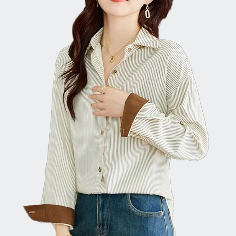 Spring Autumn Woman Striped Blouses And Shirt Ladies Long Sleeve Turn Down Collar Loose Blusas Casual Tops Femme
Spring Autumn Woman Striped Blouses And Shirt Ladies Long Sleeve Turn Down Collar Loose Blusas Casual Tops Femme