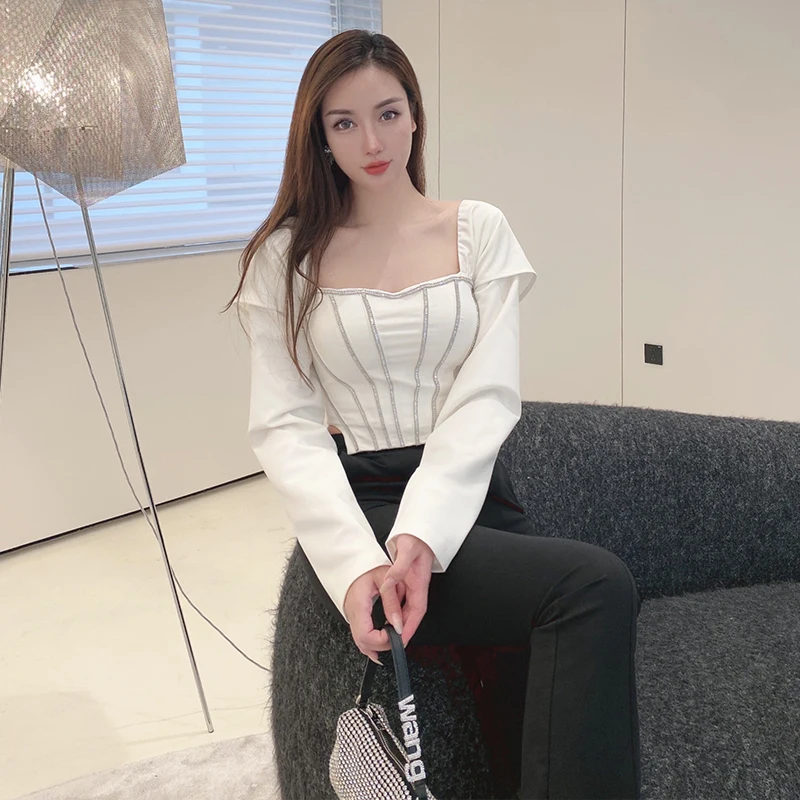 Faionable Square Collar Heavy Work Slim Fit ort Sve Long irt Women's Autumn New Sle Princ Sle Sweet T-irt
Faionable Square Collar Heavy Work Slim Fit ort Sve Long irt Women's Autumn New Sle Princ Sle Sweet T-irt