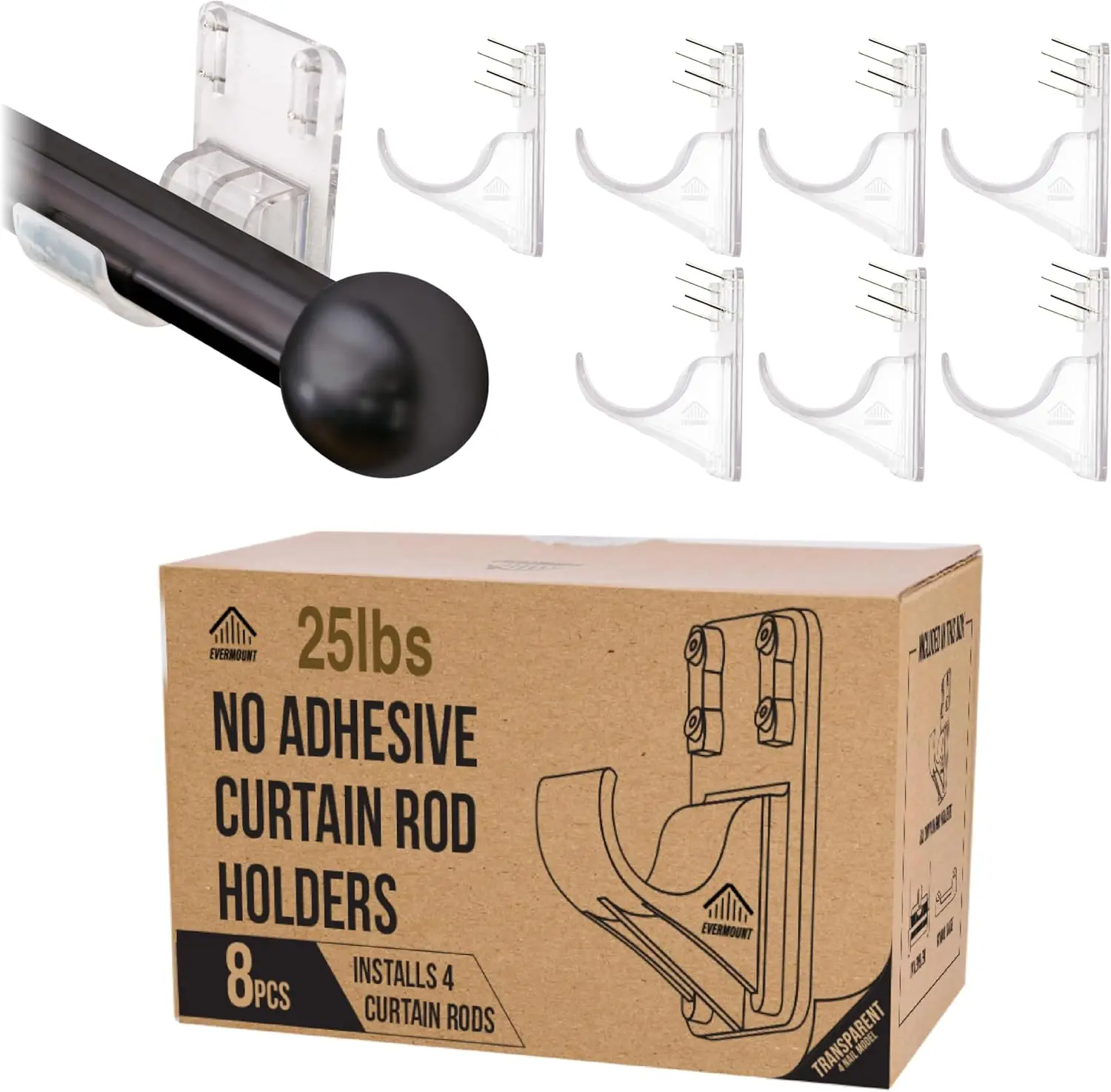 Heavy Duty Curtain Rod Holders with Wide Hook, 5X Stronger Than Adhesive Hooks, Tension Curtain Rod Bracket for Wall with Pin
Heavy Duty Curtain Rod Holders with Wide Hook, 5X Stronger Than Adhesive Hooks, Tension Curtain Rod Bracket for Wall with Pin