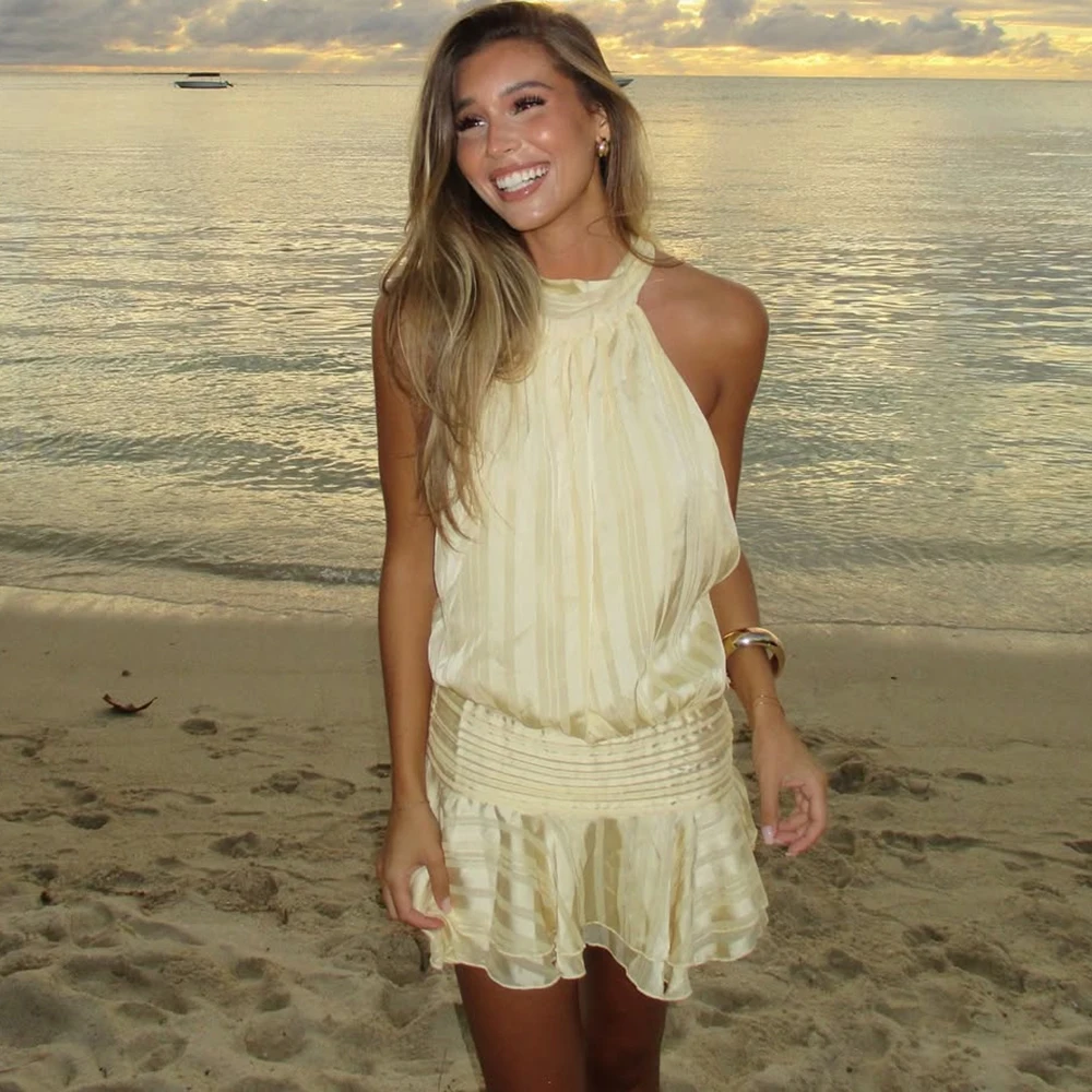 Talenza Sexy Halter Ruffles Mini Dress Women Lace Up Sleeveless Backless Beach Party Dresses 2026 Summer Fashion Vacation Dress
Talenza Sexy Halter Ruffles Mini Dress Women Lace Up Sleeveless Backless Beach Party Dresses 2026 Summer Fashion Vacation Dress