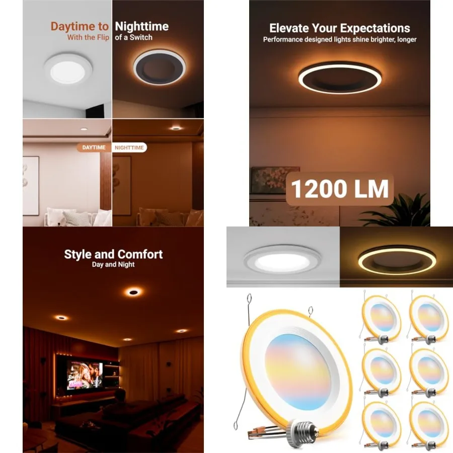 Sunco 6 Pack 6 Inch LED Recessed Lighting Retrofit with Night Light, 2700K/3000K/4000K/5000K/6000K Selectable, Dimmable Can Lig
Sunco 6 Pack 6 Inch LED Recessed Lighting Retrofit with Night Light, 2700K/3000K/4000K/5000K/6000K Selectable, Dimmable Can Lig