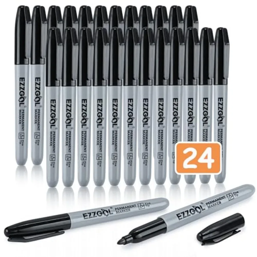 Black Permanent Markers Bulk, 24 Packs Fine Tip Permanent Marker, Waterproof Markers, Premium Smear Proof Pens, Quick Drying, O
Black Permanent Markers Bulk, 24 Packs Fine Tip Permanent Marker, Waterproof Markers, Premium Smear Proof Pens, Quick Drying, O