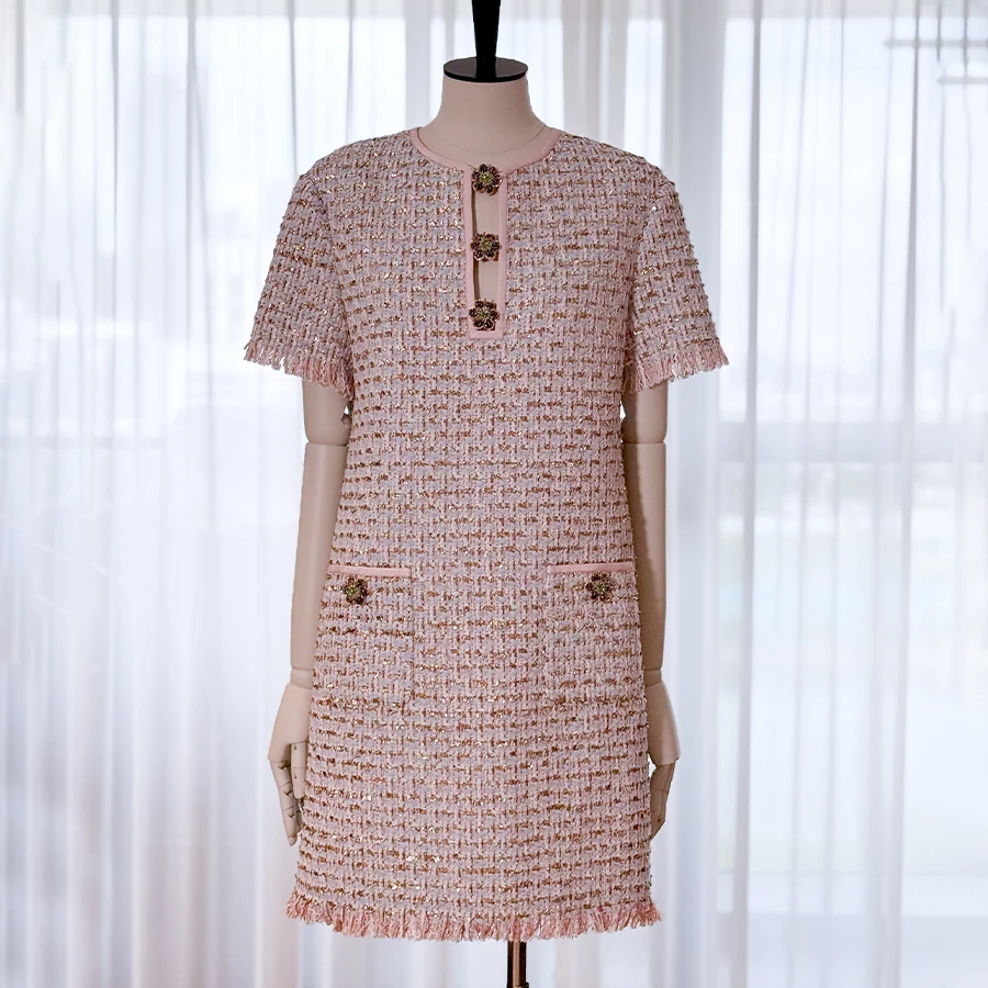 NIGO Women's Summer Tweed Sequin Embroidered Round Neck Zipper Floral Cotton Blend Fit Short Dresses #hz1111
NIGO Women's Summer Tweed Sequin Embroidered Round Neck Zipper Floral Cotton Blend Fit Short Dresses #hz1111