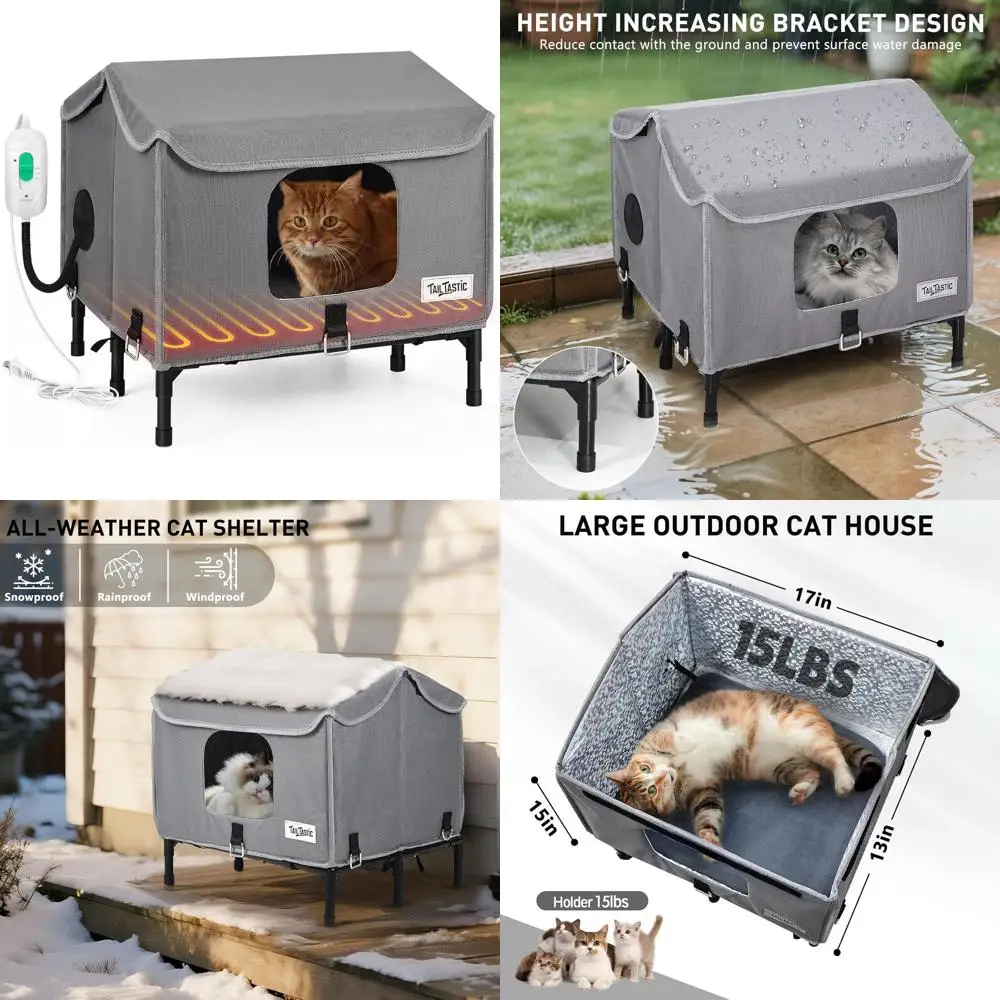 Insulated Outdoor Cat Shelter with Elevated Stand, Weather-Resistant, Winter-Ready for Stray Cats, Easy Setup, 17x15x13 inches,
Insulated Outdoor Cat Shelter with Elevated Stand, Weather-Resistant, Winter-Ready for Stray Cats, Easy Setup, 17x15x13 inches,