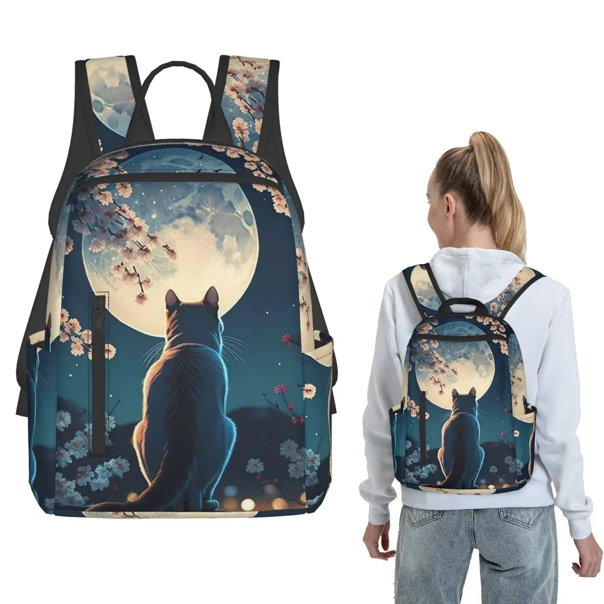 Cherry Blossom Sunset Cat Print Backpack Daypack Boys Girls BookBag School Bag Shoulder Bags for Men Women
Cherry Blossom Sunset Cat Print Backpack Daypack Boys Girls BookBag School Bag Shoulder Bags for Men Women