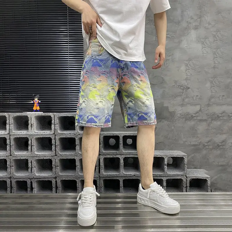 Men's Loose Fit Straight Leg Knee-Length Denim Shorts Colorful Jacquard Summer American Street Fashion New Trendy Casual Wear
Men's Loose Fit Straight Leg Knee-Length Denim Shorts Colorful Jacquard Summer American Street Fashion New Trendy Casual Wear