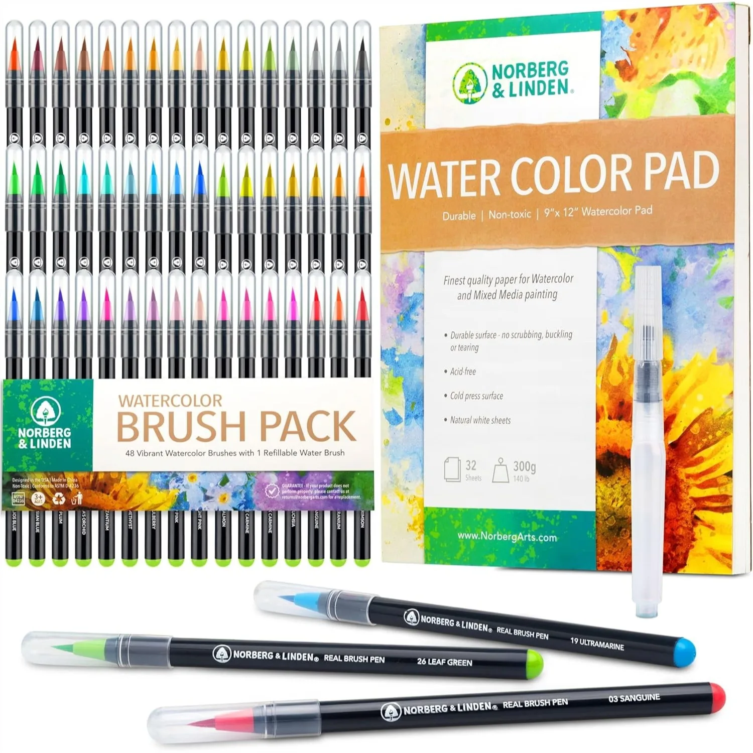 48 Watercolor Paint Markers Set with Refillable Water Brush & Pad for Drawing Calligraphy Coloring - Nylon Tip Art Supplies for
48 Watercolor Paint Markers Set with Refillable Water Brush & Pad for Drawing Calligraphy Coloring - Nylon Tip Art Supplies for