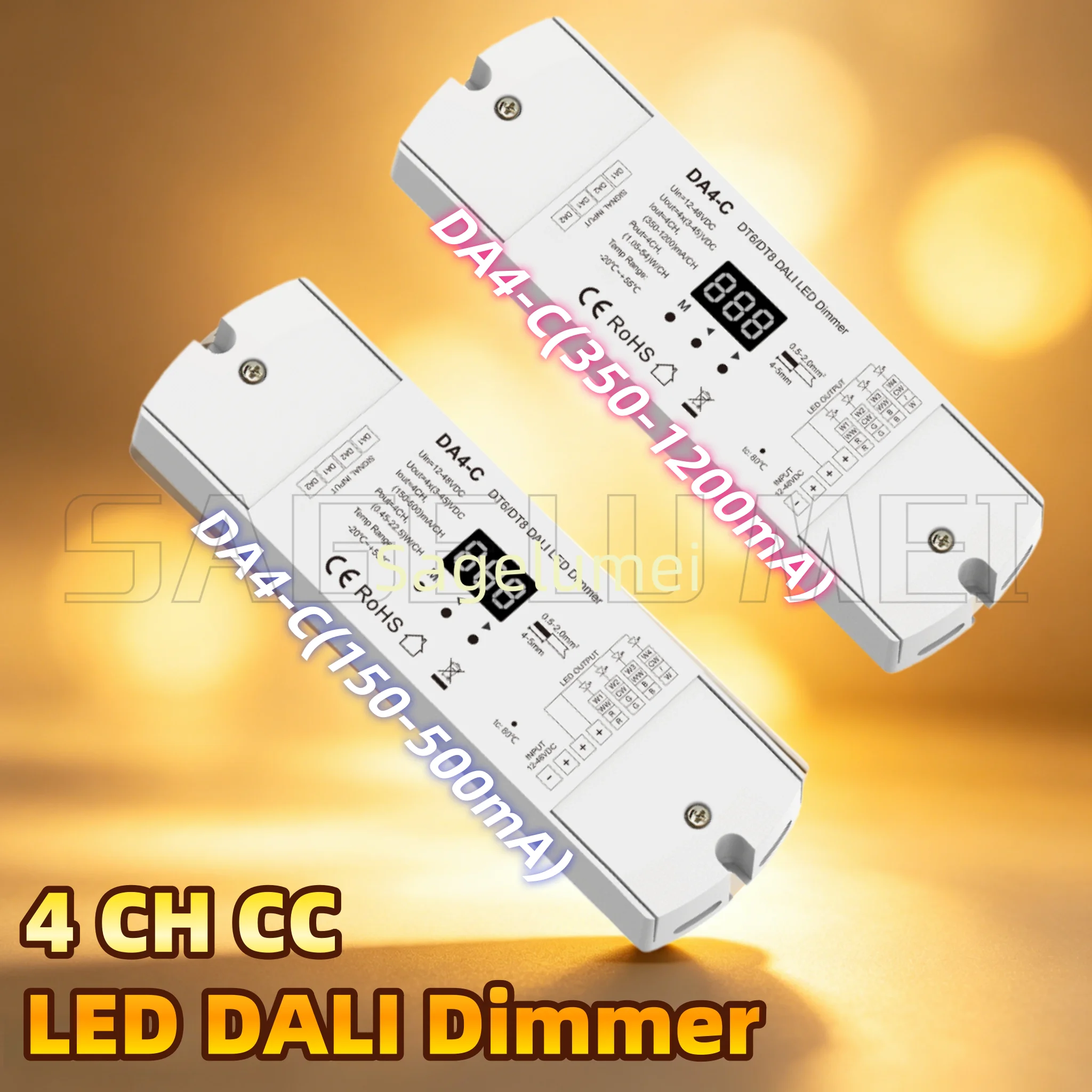 12-48VDC DA4-C(150-500mA)/DA4-C(350-1200mA) 4Channel LED Skydance DALI Bus Master Dimmer PWM Digital Display For DT6/DT8 Dimming
12-48VDC DA4-C(150-500mA)/DA4-C(350-1200mA) 4Channel LED Skydance DALI Bus Master Dimmer PWM Digital Display For DT6/DT8 Dimming