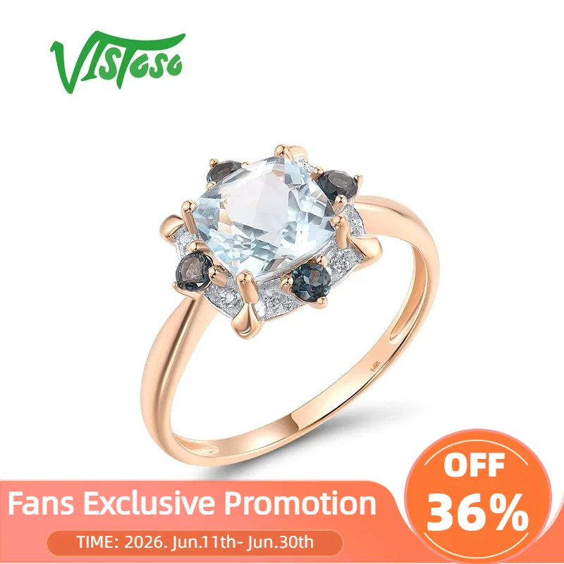 VISTOSO Pure 14K 585 Rose Gold Ring For Women Sparkling Diamonds Sky Blue Topaz Anniversary Wedding Solitaire Fine Jewelry
VISTOSO Pure 14K 585 Rose Gold Ring For Women Sparkling Diamonds Sky Blue Topaz Anniversary Wedding Solitaire Fine Jewelry