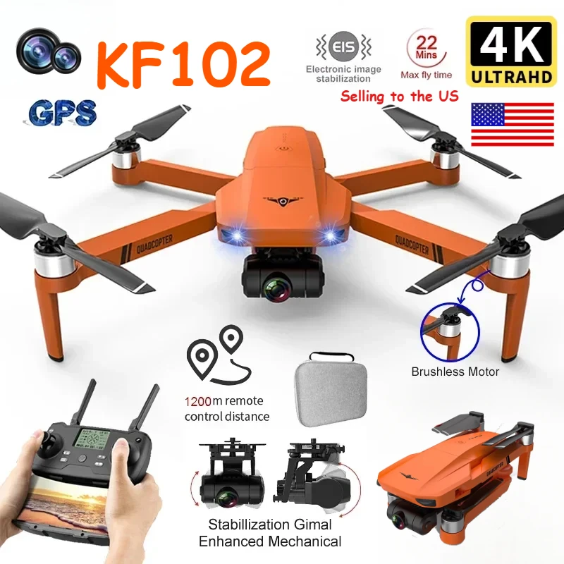 KF102 4K HD GPS Drone with Dual Camera 2-Axis Gimbal Optical Flow WiFi FPV, Foldable Quadcopter Toy for Aerial Photography
KF102 4K HD GPS Drone with Dual Camera 2-Axis Gimbal Optical Flow WiFi FPV, Foldable Quadcopter Toy for Aerial Photography