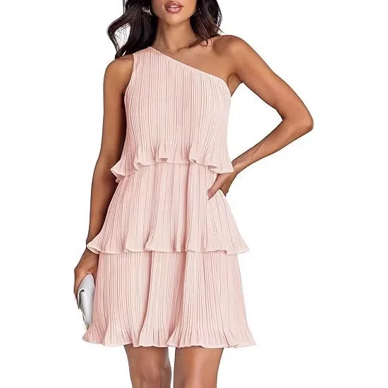 2026 Women's Clothing Slanted Shoulder Layered Splicing Hem Solid Color Dress Women
2026 Women's Clothing Slanted Shoulder Layered Splicing Hem Solid Color Dress Women