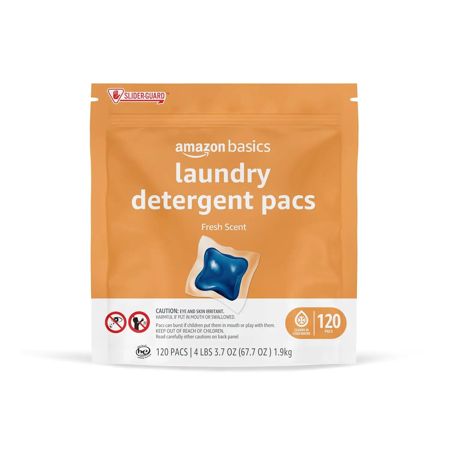 Fresh Scent Laundry Detergent Pacs, HE Compatible, Dissolves in Cold Water, Easy to Use, 120 Count
Fresh Scent Laundry Detergent Pacs, HE Compatible, Dissolves in Cold Water, Easy to Use, 120 Count