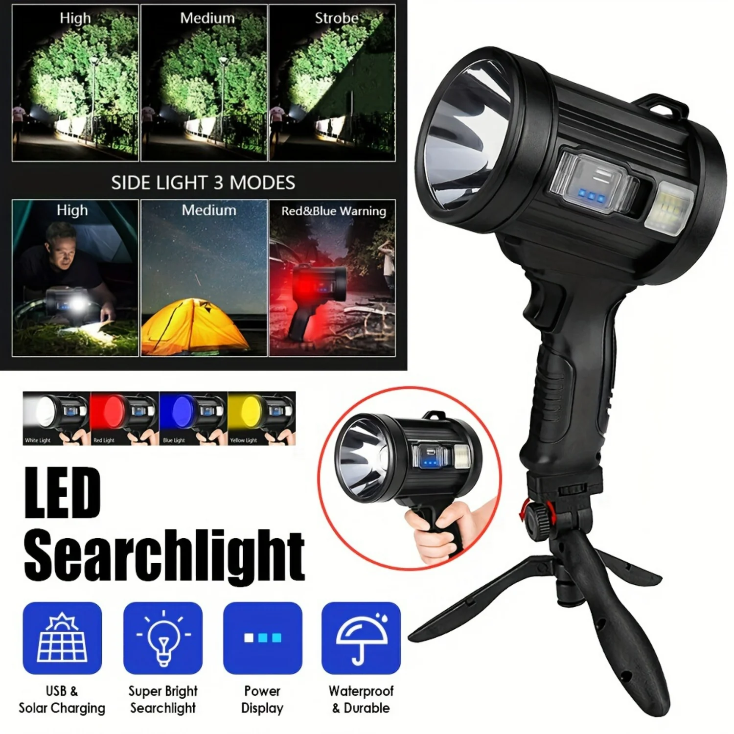 Portable Long-lasting Battery Powered Handheld Searchlight with Adjustable Bracket, Ideal 1pc Handheld Light for Camping, Fishin
Portable Long-lasting Battery Powered Handheld Searchlight with Adjustable Bracket, Ideal 1pc Handheld Light for Camping, Fishin