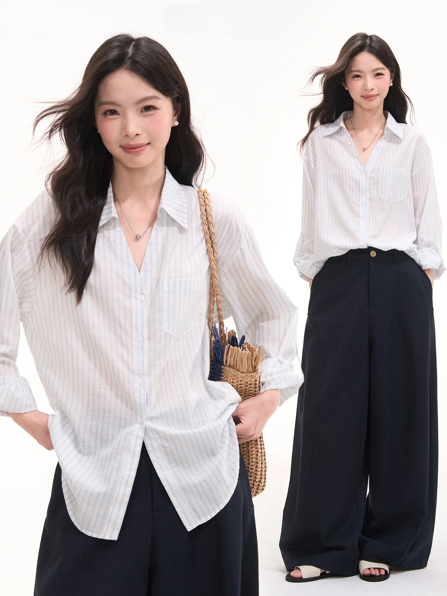 Heme Bamboo Fog Girl Long Sleeve Cotton Shirt V-Neck Women's Summer Sun Protection Top Loose Fit Casual Elegant Style
Heme Bamboo Fog Girl Long Sleeve Cotton Shirt V-Neck Women's Summer Sun Protection Top Loose Fit Casual Elegant Style