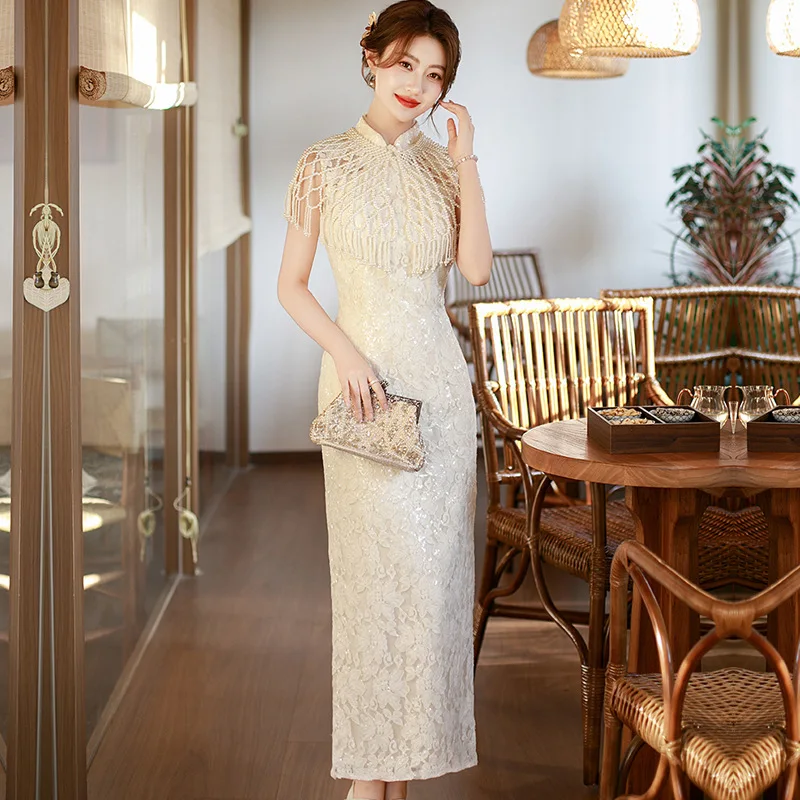 2026 Spring/Summer Lace Long Cheongsam Slimming Chinese Style Daily Slimming Improved Dress with Shawl Qipao
2026 Spring/Summer Lace Long Cheongsam Slimming Chinese Style Daily Slimming Improved Dress with Shawl Qipao