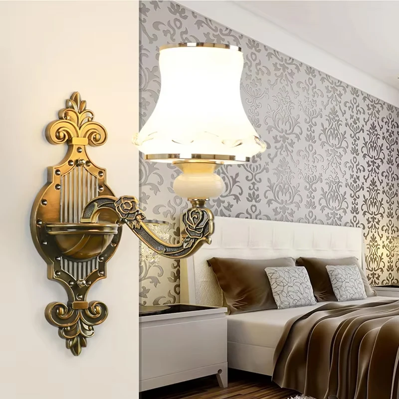 American Zinc Alloy Wall Lamp Luxury Bedroom Bedside Lamps Antique Living Room Background Glass Wall Light Aisle Lights Fixtures
American Zinc Alloy Wall Lamp Luxury Bedroom Bedside Lamps Antique Living Room Background Glass Wall Light Aisle Lights Fixtures