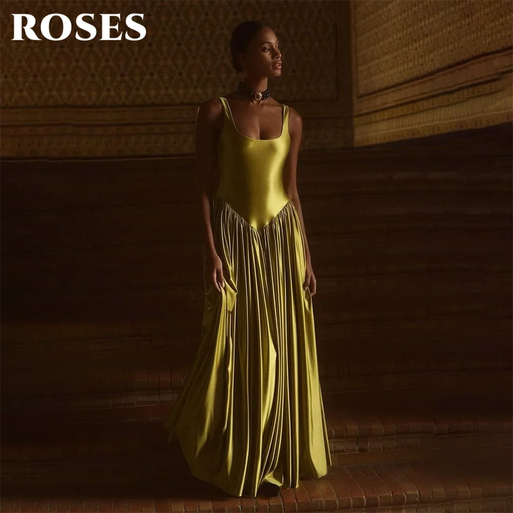 ROSES Golden Evening Dresses Spaghetti Strap Sleeveless Formal Gown A Line Ruched Night Dresses Simple Prom Dresses Customized
ROSES Golden Evening Dresses Spaghetti Strap Sleeveless Formal Gown A Line Ruched Night Dresses Simple Prom Dresses Customized