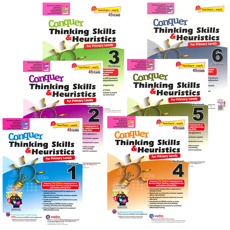 SAP Conquer Thinking Skills & Heuristics Grades 1-6 Conquer Mathematics Series Application Thinking and Exploration Workbook
SAP Conquer Thinking Skills & Heuristics Grades 1-6 Conquer Mathematics Series Application Thinking and Exploration Workbook