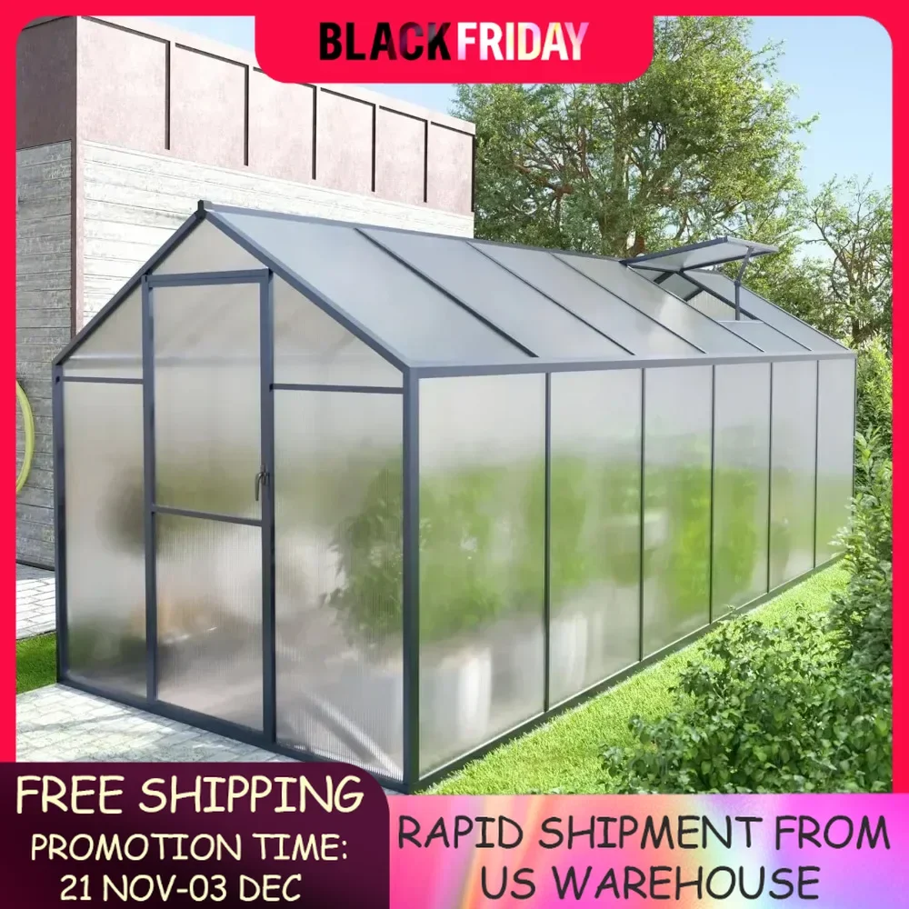 Greenhouse for Outdoors, Upgraded Rivet Structure Greenhouse with 2 Vents, Lockable Door, 4mm Twin-Wall Polycarbonate, Aluminum
Greenhouse for Outdoors, Upgraded Rivet Structure Greenhouse with 2 Vents, Lockable Door, 4mm Twin-Wall Polycarbonate, Aluminum