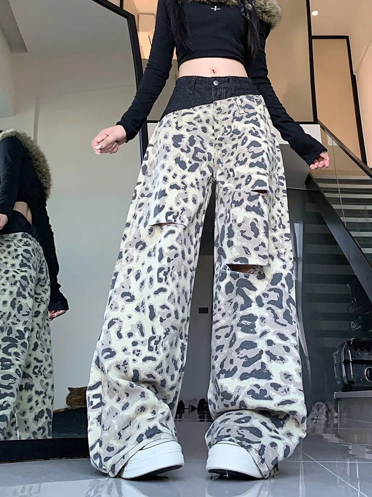 Y2K American Leopard Hole Jeans Women High Waist Vintage Streetwear Denim Pants Loose Patchwork Hip Hop Spring Retro Trousers
Y2K American Leopard Hole Jeans Women High Waist Vintage Streetwear Denim Pants Loose Patchwork Hip Hop Spring Retro Trousers
