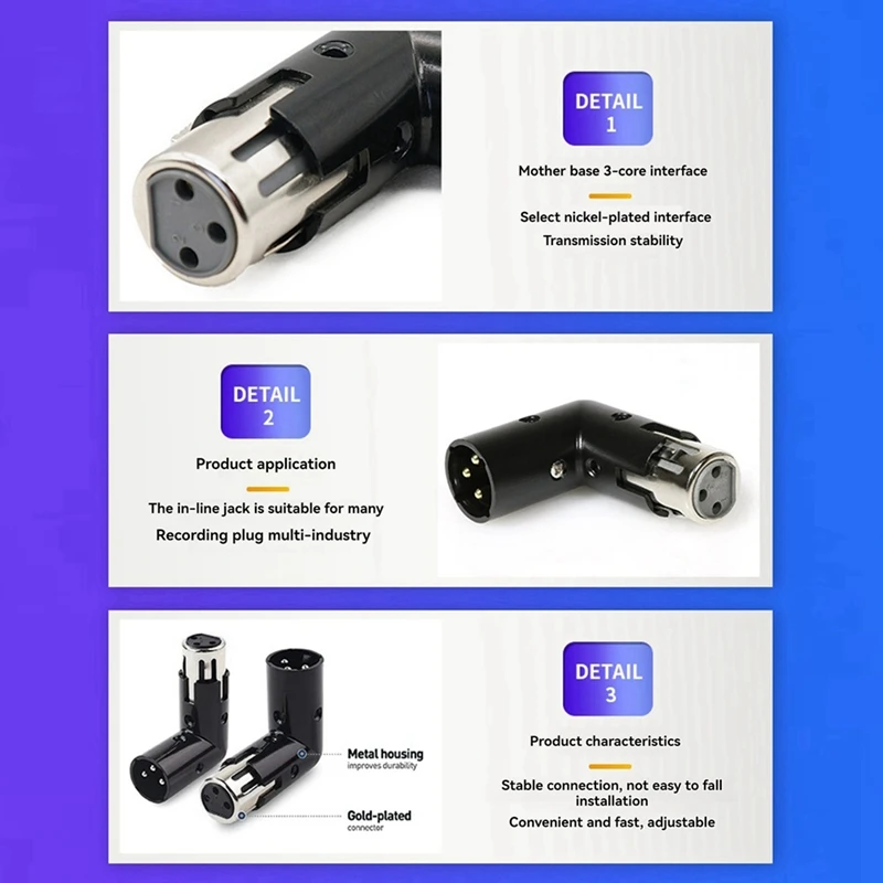3Pin XLR Angle Adapter 2Pcs 3Pin XLR Angle Adapter Adjustable Male to Female XLR
3Pin XLR Angle Adapter 2Pcs 3Pin XLR Angle Adapter Adjustable Male to Female XLR