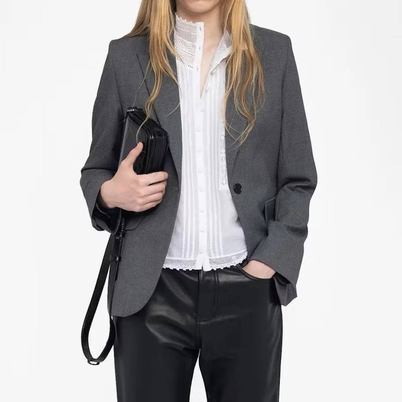 Grey Blazer Pant Sets Women Letter Skull Diamond Blazers Ladies Casual Gray Pants Zadig Female Suits Lapel Coats Trousers Suit
Grey Blazer Pant Sets Women Letter Skull Diamond Blazers Ladies Casual Gray Pants Zadig Female Suits Lapel Coats Trousers Suit