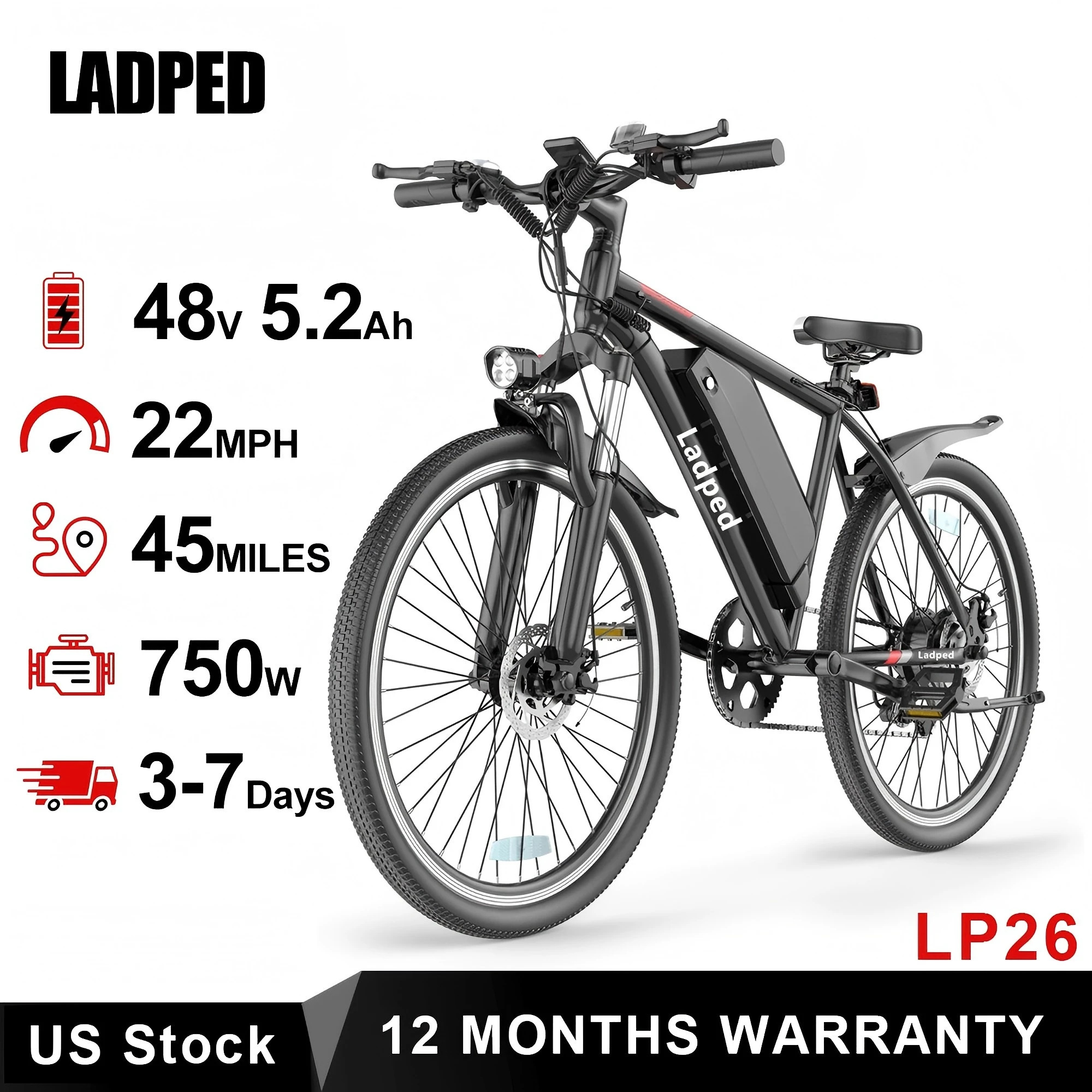 Электрический велосипед LADPED, шины 26 дюймов, 750 Вт, электронный велосипед, 48 В, 5,2 Ач, электронный горный велосипед, 7 скоростей, электрический велосипед дальнего действия для взрослых
Электрический велосипед LADPED, шины 26 дюймов, 750 Вт, электронный велосипед, 48 В, 5,2 Ач, электронный горный велосипед, 7 скоростей, электрический велосипед дальнего действия для взрослых