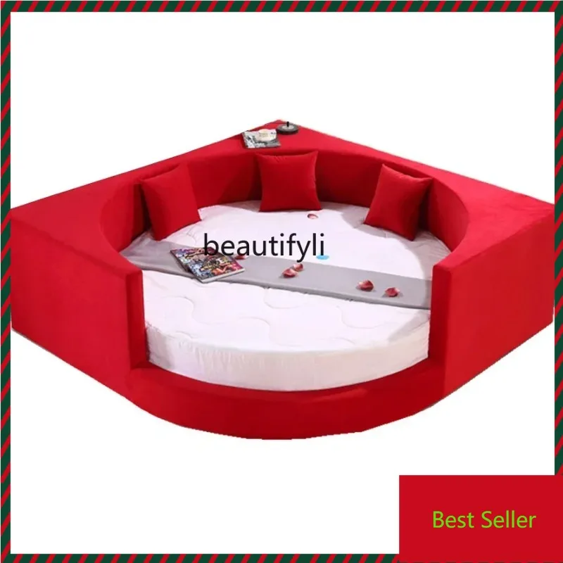 Leather Large round Bed Double Master Bedroom Marriage Bed Hotel Tatami Double Master Bedroom Fabric Bed
Leather Large round Bed Double Master Bedroom Marriage Bed Hotel Tatami Double Master Bedroom Fabric Bed