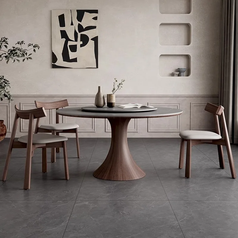 Wabi-sabi style solid wood round table modern light luxury new household slate dining table
Wabi-sabi style solid wood round table modern light luxury new household slate dining table