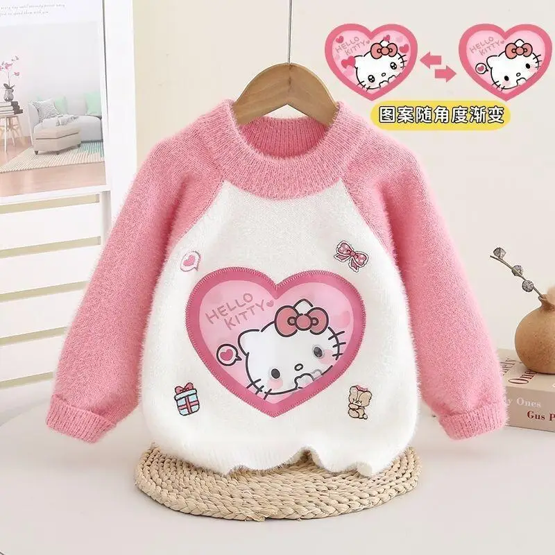 Sanrio Kuromi Cinnamoroll Hello Kitty, весенне-зимний свитер для мальчиков и девочек, трикотаж, топ на флисовой подкладке, милая повседневная теплая детская одежда
Sanrio Kuromi Cinnamoroll Hello Kitty, весенне-зимний свитер для мальчиков и девочек, трикотаж, топ на флисовой подкладке, милая повседневная теплая детская одежда