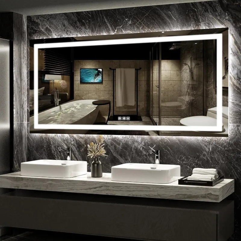 LED Mirror for Bathroom, 72x36 Inch Backlit + Front Lighted Bathroom Vanity Mirror with Lights for Wall, Double Light Strips,
LED Mirror for Bathroom, 72x36 Inch Backlit + Front Lighted Bathroom Vanity Mirror with Lights for Wall, Double Light Strips,