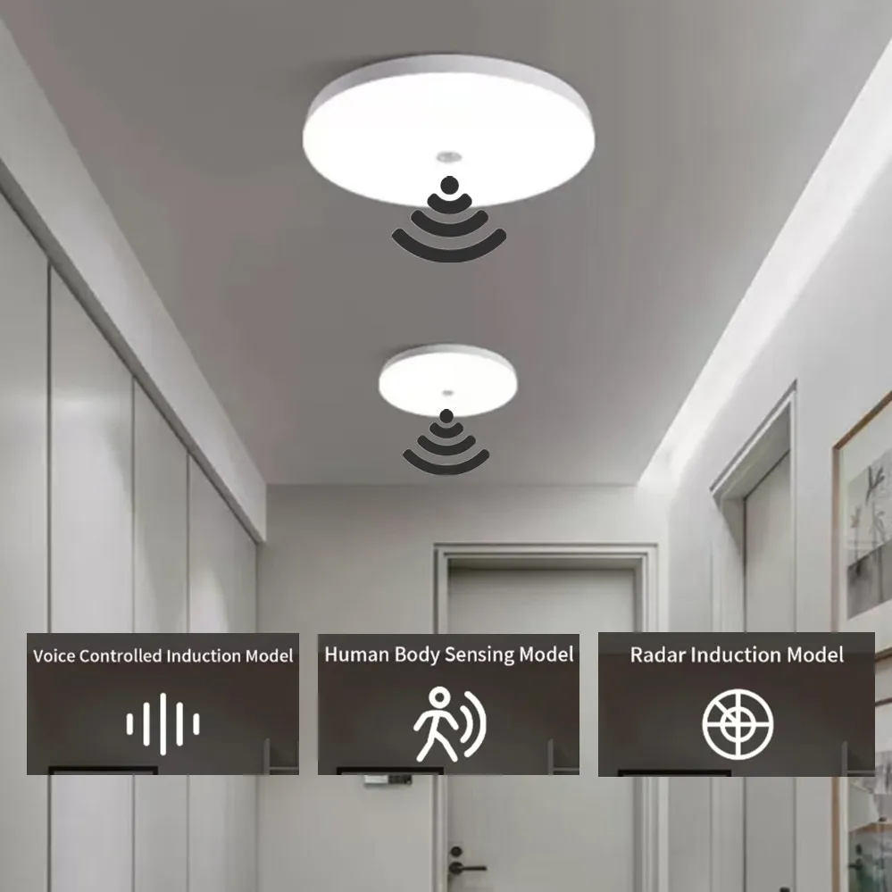 Светодиодный потолочный светильник с датчиком движения 12 Вт 18 Вт Светодиодные потолочные светильники для входа, балкона, коридора 220 В, внутреннее освещение
Светодиодный потолочный светильник с датчиком движения 12 Вт 18 Вт Светодиодные потолочные светильники для входа, балкона, коридора 220 В, внутреннее освещение